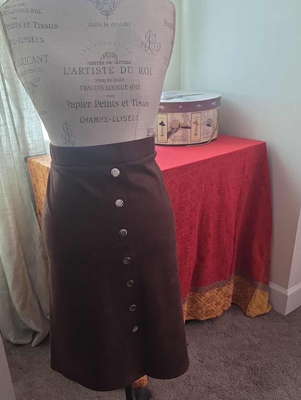 Scarlett Brown Suede A-Line Skirt